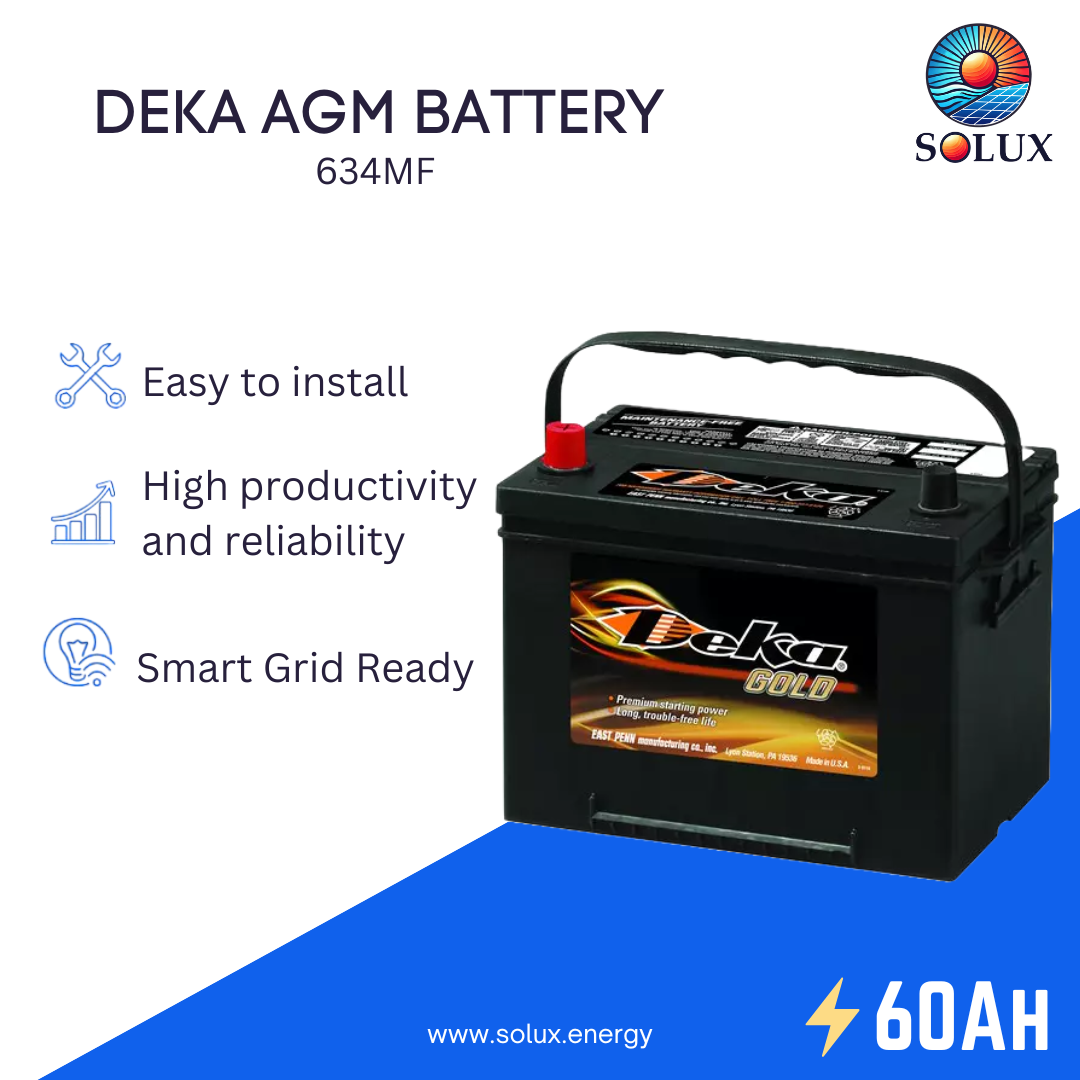 This is an image of MK Deka 634MF 60Ah 12VDC Flooded Lead-Acid Battery
